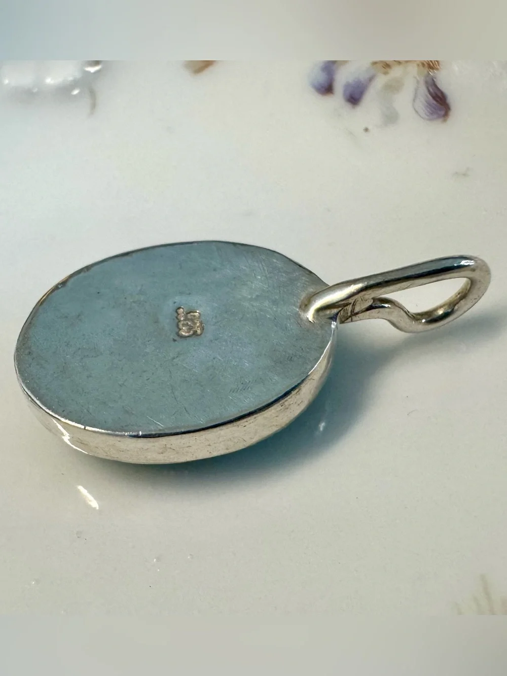 Vintage Sterling Silver Malachite Pendant